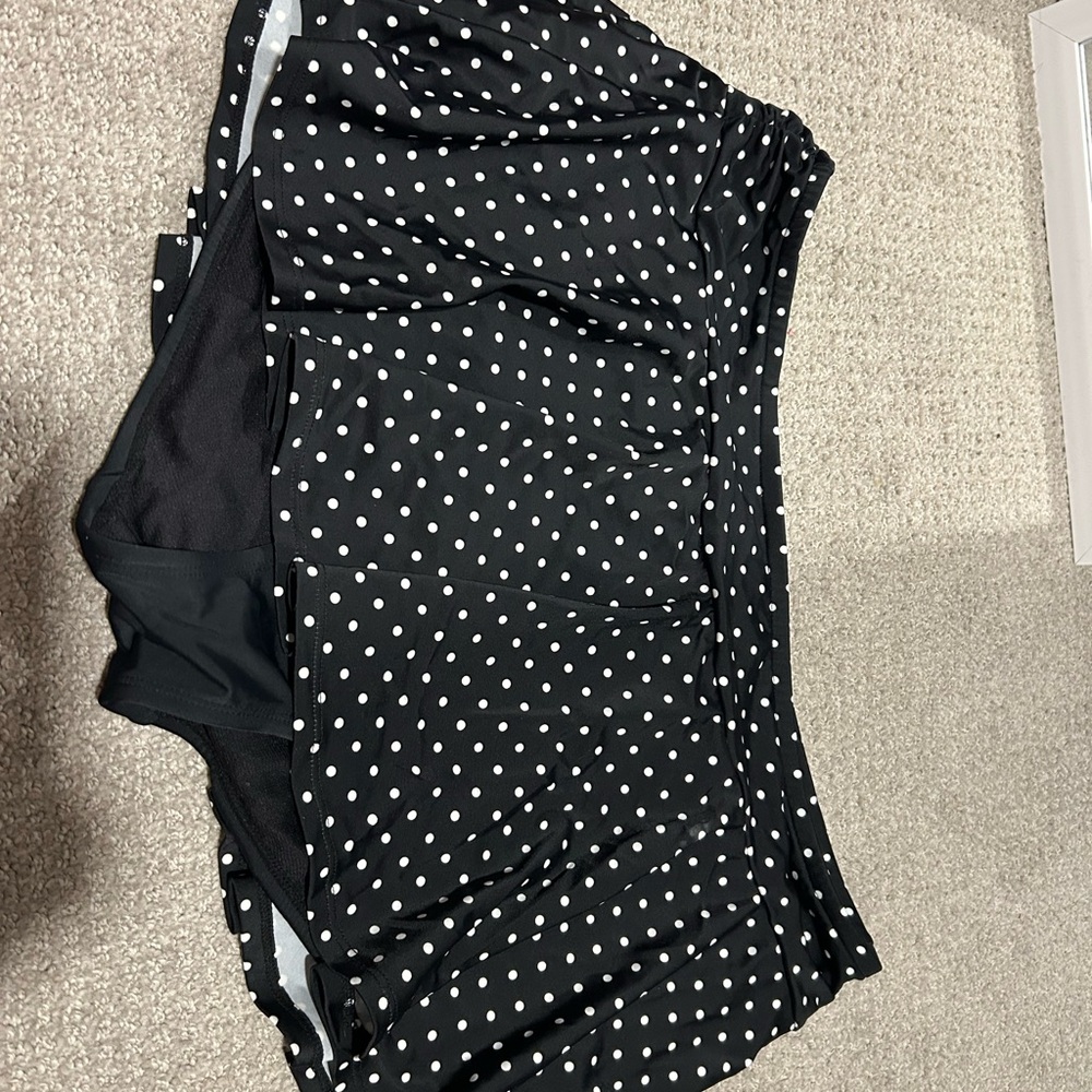 Black and White Polka Dot Swim Skirt